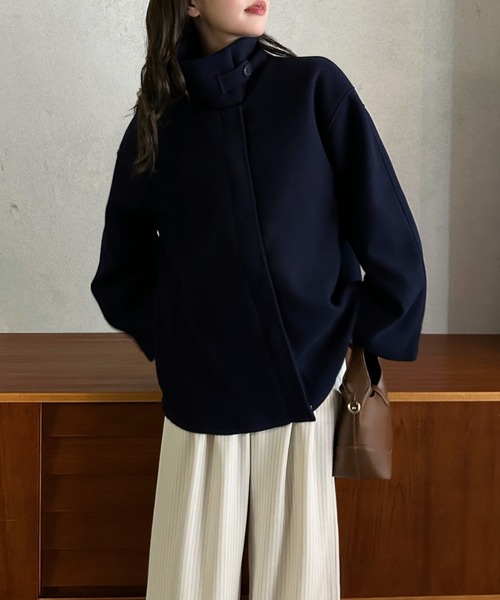 Eclat one(エクラワン)の「【Eclat one】ステンカラー ミドル丈 コート(ステンカラーコート・レディース・グレー/ベージュ/ネイビー・FREE)」の5枚目の写真