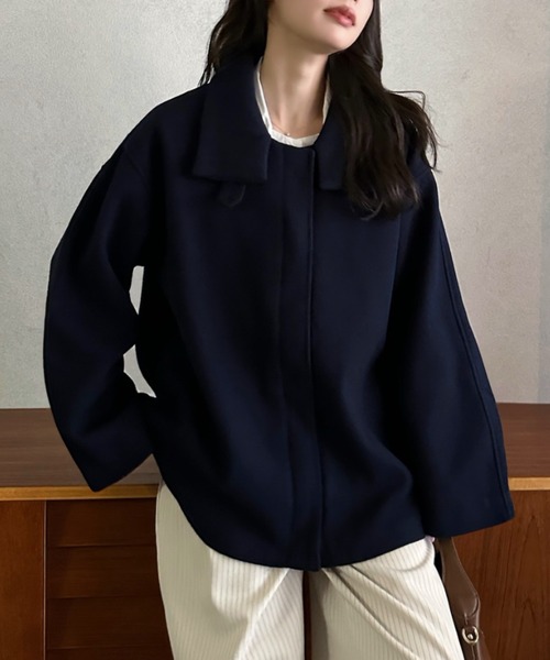 Eclat one(エクラワン)の「【Eclat one】ステンカラー ミドル丈 コート(ステンカラーコート・レディース・グレー/ベージュ/ネイビー・FREE)」の6枚目の写真