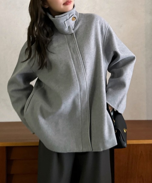 Eclat one(エクラワン)の「【Eclat one】ステンカラー ミドル丈 コート(ステンカラーコート・レディース・グレー/ベージュ/ネイビー・FREE)」の10枚目の写真