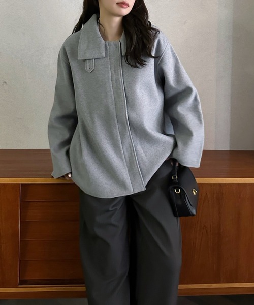 Eclat one(エクラワン)の「【Eclat one】ステンカラー ミドル丈 コート(ステンカラーコート・レディース・グレー/ベージュ/ネイビー・FREE)」の12枚目の写真