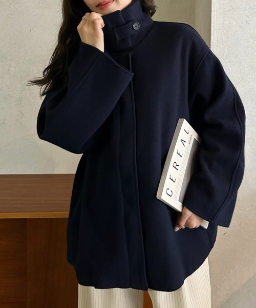 Eclat one(エクラワン)の「【Eclat one】ステンカラー ミドル丈 コート(ステンカラーコート・レディース・グレー/ベージュ/ネイビー・FREE)」の21枚目の写真