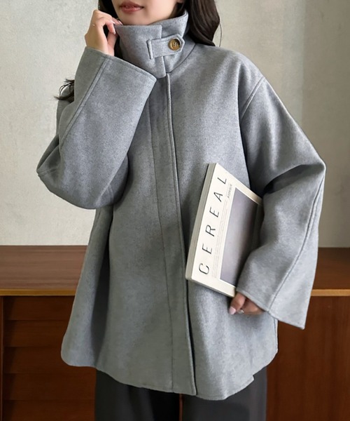 Eclat one(エクラワン)の「【Eclat one】ステンカラー ミドル丈 コート(ステンカラーコート・レディース・グレー/ベージュ/ネイビー・FREE)」の20枚目の写真