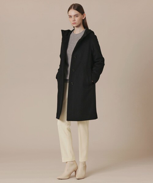 MACKINTOSH LONDON（マッキントッシュ ロンドン）の「【WEB・一部店舗限定】ソフトウールモッサフーデットコート（その他アウター・レディース・ブラック/ベージュ・38/40）」の9枚目の写真