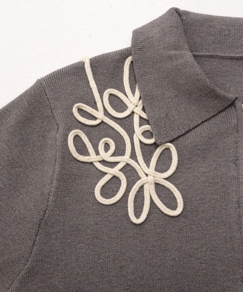 Dita Muaj.（ディータムアージュ）の「刺繍ジップニット（ニット/セーター・レディース・グレー/アイボリー・FREE）」の5枚目の写真