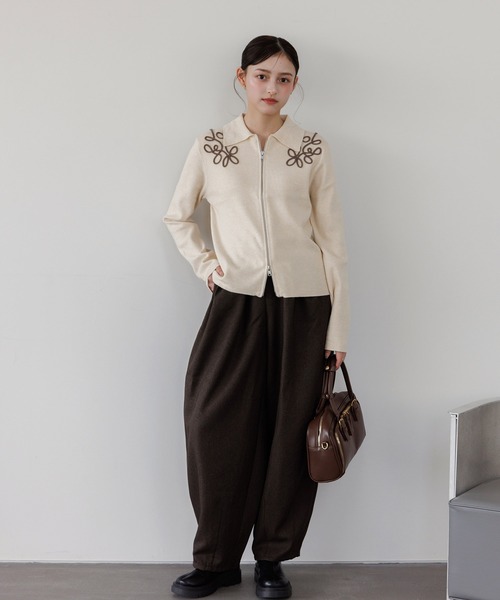 Dita Muaj.（ディータムアージュ）の「刺繍ジップニット（ニット/セーター・レディース・グレー/アイボリー・FREE）」の19枚目の写真