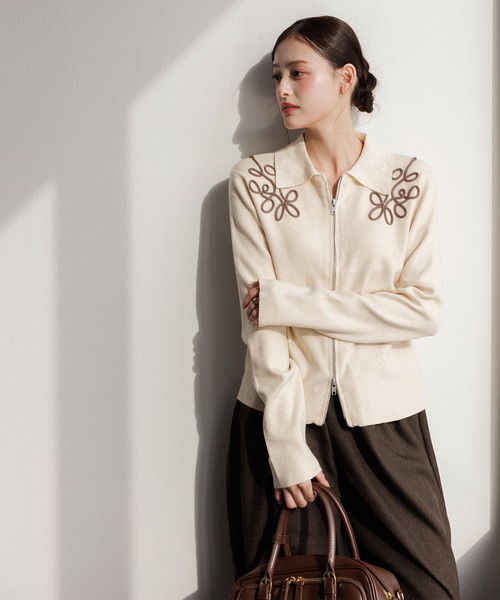 Dita Muaj.（ディータムアージュ）の「刺繍ジップニット（ニット/セーター・レディース・グレー/アイボリー・FREE）」の18枚目の写真