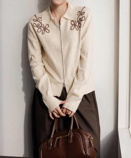 Dita Muaj.（ディータムアージュ）の「刺繍ジップニット（ニット/セーター・レディース・グレー/アイボリー・FREE）」の17枚目の写真