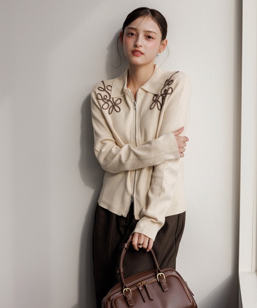 Dita Muaj.（ディータムアージュ）の「刺繍ジップニット（ニット/セーター・レディース・グレー/アイボリー・FREE）」の15枚目の写真