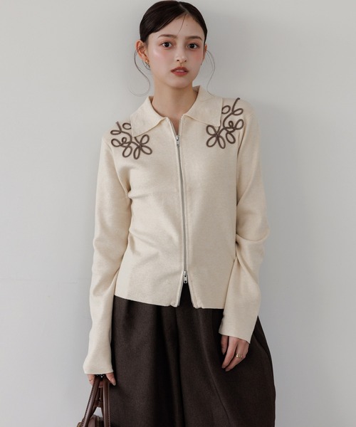 Dita Muaj.（ディータムアージュ）の「刺繍ジップニット（ニット/セーター・レディース・グレー/アイボリー・FREE）」の12枚目の写真