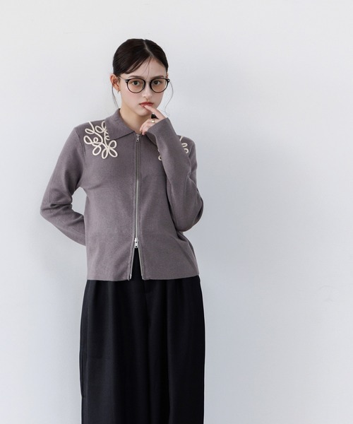 Dita Muaj.（ディータムアージュ）の「刺繍ジップニット（ニット/セーター・レディース・グレー/アイボリー・FREE）」の11枚目の写真