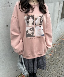 LAC-VERT | 【選べる2種類】キャットプリントスウェットプルオーバー(スウェット)