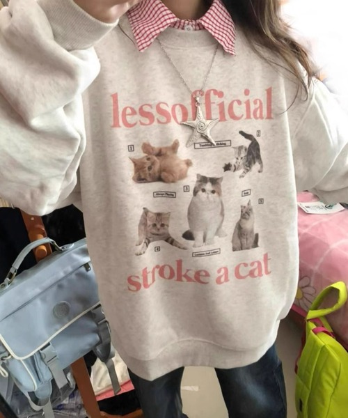 LAC-VERT（ラック・ヴェール）の「【選べる2種類】キャットプリントスウェットプルオーバー（スウェット・レディース・オートミール/ネイビー/ピンク/グレー系その他/その他/グレー・FREE）」の7枚目の写真