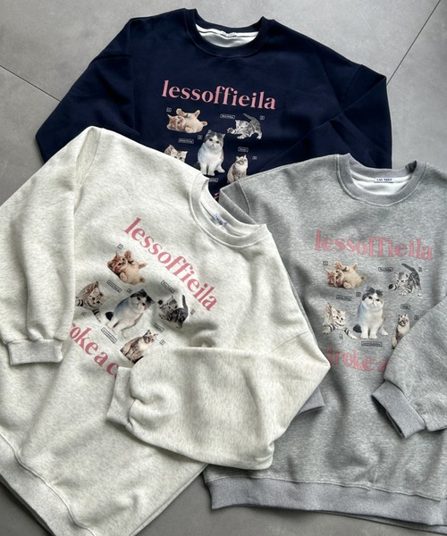 LAC-VERT（ラック・ヴェール）の「【選べる2種類】キャットプリントスウェットプルオーバー（スウェット・レディース・オートミール/ネイビー/ピンク/グレー系その他/その他/グレー・FREE）」の13枚目の写真