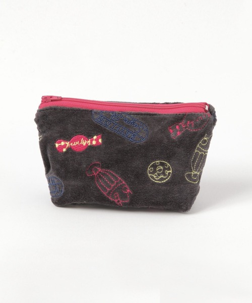 BAYFLOW（ベイフロー）の「BFベロア刺繍ポーチ（ポーチ・レディース・グレー/ピンク/ブラウン・0）」の4枚目の写真