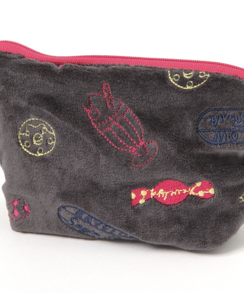 BAYFLOW（ベイフロー）の「BFベロア刺繍ポーチ（ポーチ・レディース・グレー/ピンク/ブラウン・0）」の13枚目の写真