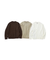 Perfect Suit FActory（パーフェクトスーツファクトリー）の「【3点パック/Smart Pick！】モックネック　ベーシックニット　Aセット（ブラック＆グレー＆ネイビー）/Bセット（ブラウン＆ベージュ＆ホワイト）（ニット/セーター）」