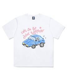 PAGESIISII（ページシシ）の「ドライブトゥゲザープリンティング半袖Tシャツホワイト（Tシャツ/カットソー）」