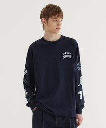 ウェーブグラフィックロングスリーブダークネイビー