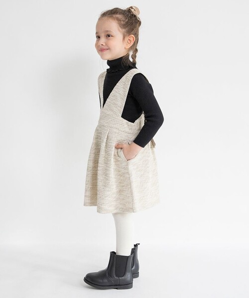 BRANSHES（ブランシェス）の「ラメツイードジャンパースカート（ジャンパースカート・キッズ・アイボリー/ブラック・90/140/80/130/100/150/110/120）」の5枚目の写真