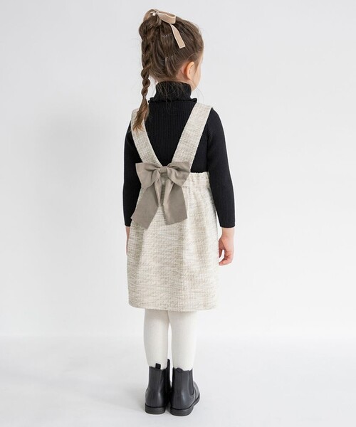 BRANSHES（ブランシェス）の「ラメツイードジャンパースカート（ジャンパースカート・キッズ・アイボリー/ブラック・90/140/80/130/100/150/110/120）」の6枚目の写真