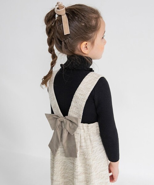 BRANSHES（ブランシェス）の「ラメツイードジャンパースカート（ジャンパースカート・キッズ・アイボリー/ブラック・90/140/80/130/100/150/110/120）」の7枚目の写真