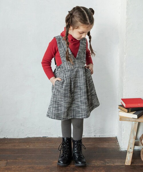 BRANSHES（ブランシェス）の「ラメツイードジャンパースカート（ジャンパースカート・キッズ・アイボリー/ブラック・90/140/80/130/100/150/110/120）」の15枚目の写真