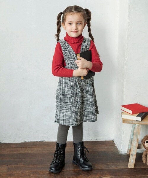 BRANSHES（ブランシェス）の「ラメツイードジャンパースカート（ジャンパースカート・キッズ・アイボリー/ブラック・90/140/80/130/100/150/110/120）」の16枚目の写真