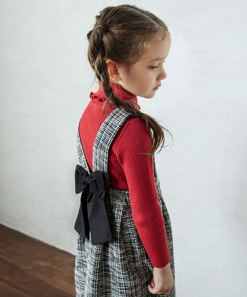 BRANSHES（ブランシェス）の「ラメツイードジャンパースカート（ジャンパースカート・キッズ・アイボリー/ブラック・90/140/80/130/100/150/110/120）」の19枚目の写真