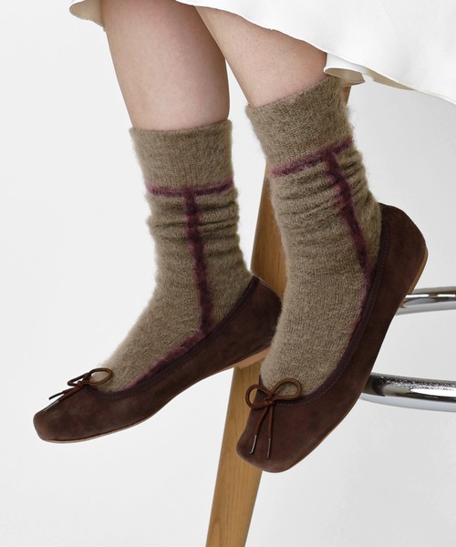 CHICSTOCKS(シックストックス)の「モヘヤラインソックス(ソックス/靴下・レディース・チャコールグレー/ライトブラウン・SMALL/LARGE)」の1枚目の写真
