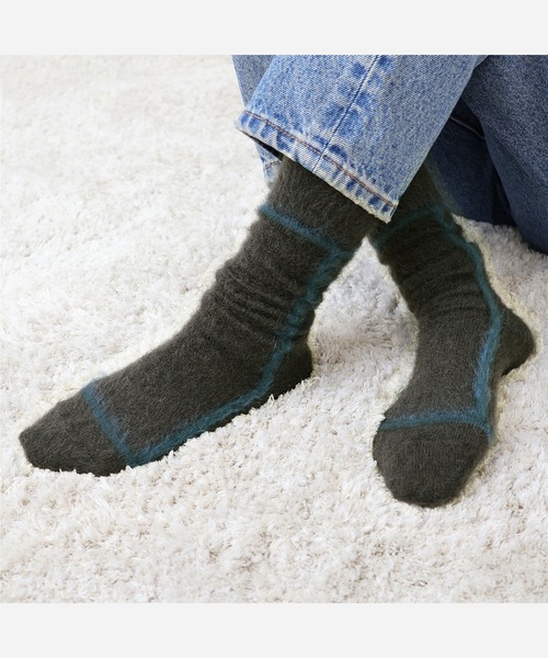 CHICSTOCKS(シックストックス)の「モヘヤラインソックス(ソックス/靴下・レディース・チャコールグレー/ライトブラウン・SMALL/LARGE)」の6枚目の写真