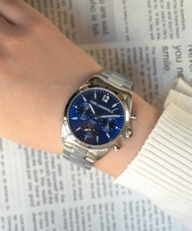 KARL LAGERFELD（カールラガーフェルド）の「「KARL LAGERFELD/カール・ラガーフェルド」ラウンド エッセンシャル - マルチ ブルー サンレイ アイコン ダイヤル シルバー ブレスレット（アナログ腕時計・レディース）」