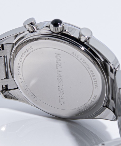 KARL LAGERFELD（カールラガーフェルド）の「「KARL LAGERFELD/カール・ラガーフェルド」ラウンド エッセンシャル - マルチ ブルー サンレイ アイコン ダイヤル シルバー ブレスレット（アナログ腕時計・レディース・シルバー×ブルー・FREE）」の4枚目の写真