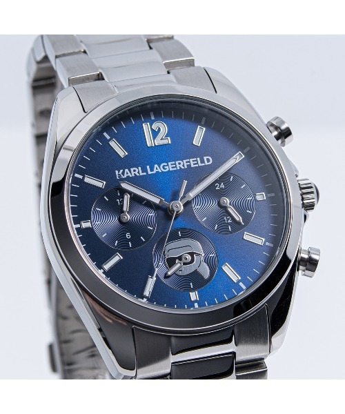 KARL LAGERFELD（カールラガーフェルド）の「「KARL LAGERFELD/カール・ラガーフェルド」ラウンド エッセンシャル - マルチ ブルー サンレイ アイコン ダイヤル シルバー ブレスレット（アナログ腕時計・レディース・シルバー×ブルー・FREE）」の8枚目の写真