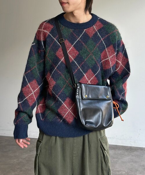 CPCM（シーピーシーエム）の「モヘアライクチェックニットプルオーバー（ニット/セーター・メンズ・ブラウン/レッド/ネイビー/アイボリー・MEDIUM/LARGE）」の4枚目の写真