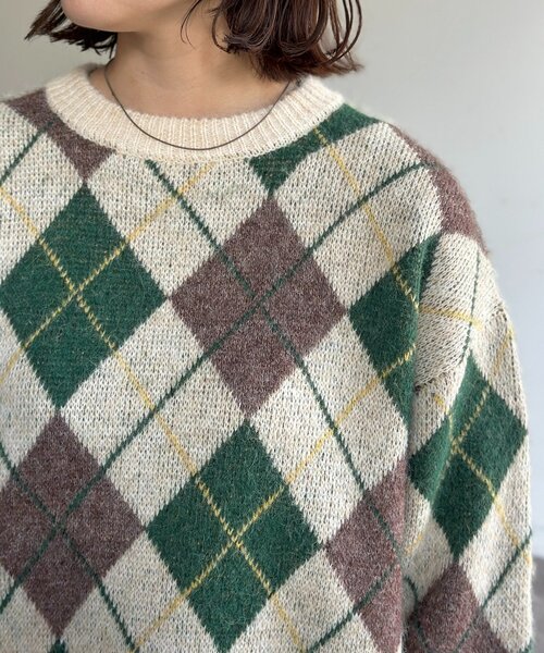 CPCM（シーピーシーエム）の「モヘアライクチェックニットプルオーバー（ニット/セーター・メンズ・ブラウン/レッド/ネイビー/アイボリー・MEDIUM/LARGE）」の8枚目の写真