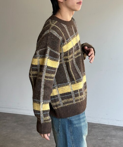 CPCM（シーピーシーエム）の「モヘアライクチェックニットプルオーバー（ニット/セーター・メンズ・ブラウン/レッド/ネイビー/アイボリー・MEDIUM/LARGE）」の14枚目の写真