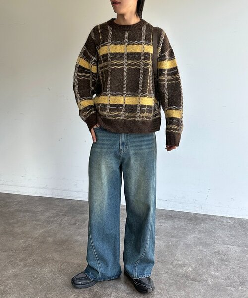 CPCM（シーピーシーエム）の「モヘアライクチェックニットプルオーバー（ニット/セーター・メンズ・ブラウン/レッド/ネイビー/アイボリー・MEDIUM/LARGE）」の15枚目の写真