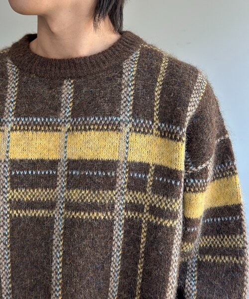 CPCM（シーピーシーエム）の「モヘアライクチェックニットプルオーバー（ニット/セーター・メンズ・ブラウン/レッド/ネイビー/アイボリー・MEDIUM/LARGE）」の16枚目の写真