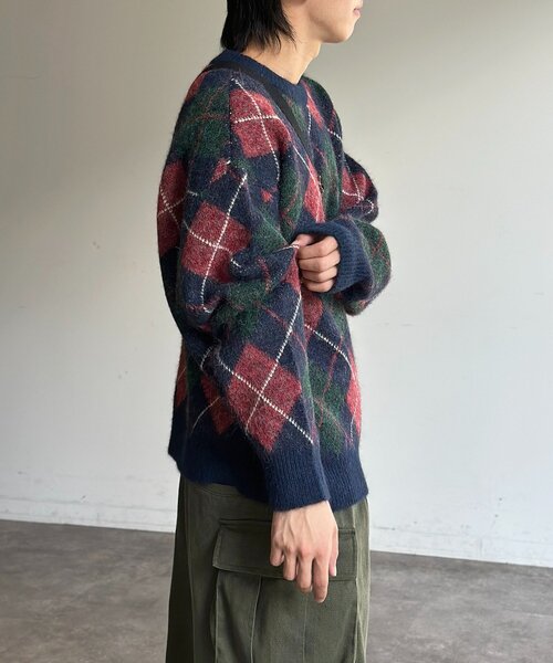 CPCM（シーピーシーエム）の「モヘアライクチェックニットプルオーバー（ニット/セーター・メンズ・ブラウン/レッド/ネイビー/アイボリー・MEDIUM/LARGE）」の21枚目の写真