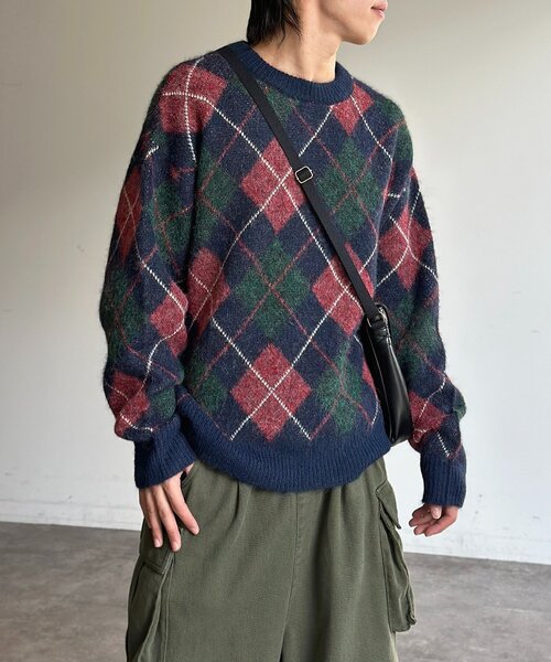 CPCM（シーピーシーエム）の「モヘアライクチェックニットプルオーバー（ニット/セーター・メンズ・ブラウン/レッド/ネイビー/アイボリー・MEDIUM/LARGE）」の22枚目の写真