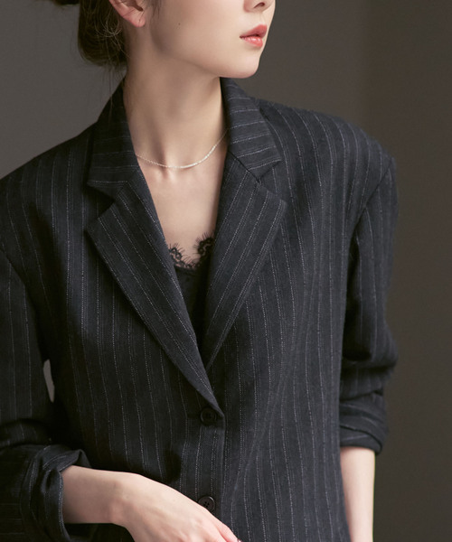Noble（ノーブル）の「《NOBLE別注》MIRKO BERTOLA/ミルコベルトラ ストライプシャツジャケット（シャツ/ブラウス・レディース・チャコールグレー・FREE）」の3枚目の写真