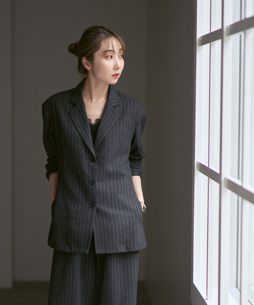 Noble（ノーブル）の「《NOBLE別注》MIRKO BERTOLA/ミルコベルトラ ストライプシャツジャケット（シャツ/ブラウス・レディース・チャコールグレー・FREE）」の4枚目の写真