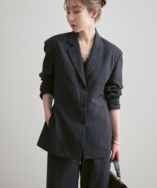 Noble（ノーブル）の「《NOBLE別注》MIRKO BERTOLA/ミルコベルトラ ストライプシャツジャケット（シャツ/ブラウス・レディース・チャコールグレー・FREE）」の7枚目の写真