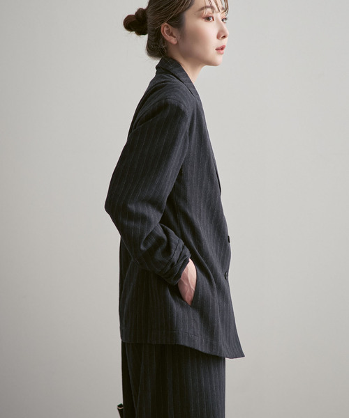Noble（ノーブル）の「《NOBLE別注》MIRKO BERTOLA/ミルコベルトラ ストライプシャツジャケット（シャツ/ブラウス・レディース・チャコールグレー・FREE）」の8枚目の写真