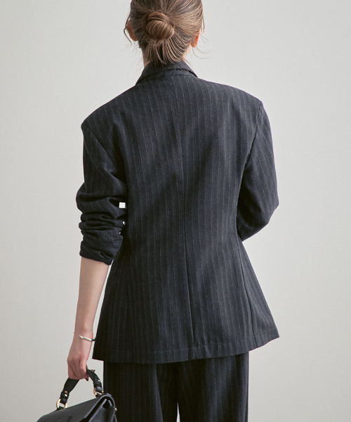 Noble（ノーブル）の「《NOBLE別注》MIRKO BERTOLA/ミルコベルトラ ストライプシャツジャケット（シャツ/ブラウス・レディース・チャコールグレー・FREE）」の9枚目の写真