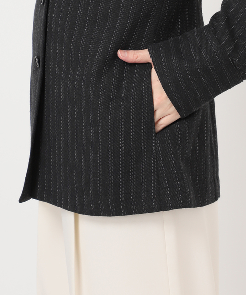 Noble（ノーブル）の「《NOBLE別注》MIRKO BERTOLA/ミルコベルトラ ストライプシャツジャケット（シャツ/ブラウス・レディース・チャコールグレー・FREE）」の18枚目の写真
