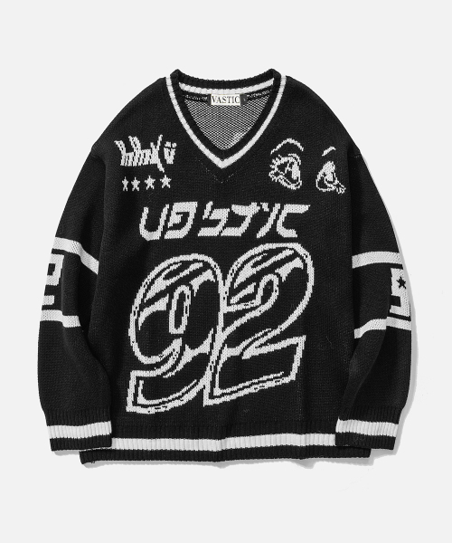 VASTIC（バスティック）の「92 グラフィックニット_ブラック（ニット/セーター・メンズ・その他・MEDIUM/LARGE）」の2枚目の写真