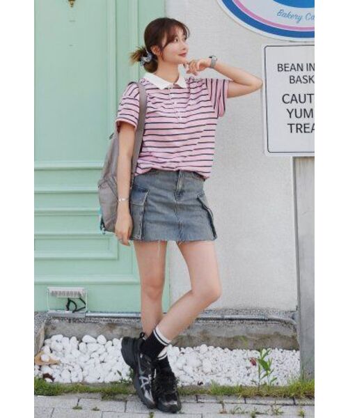 GAINSBORO（ゲインズボロ）の「サークルスターロゴストライプポロTシャツ_ピンク（ポロシャツ・メンズ・その他・SMALL）」の9枚目の写真