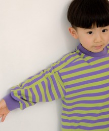 MAKE YOUR DAY | 無地とボーダー裾ラウンドサーマル長袖Tシャツ■80～140cm(Tシャツ/カットソー)