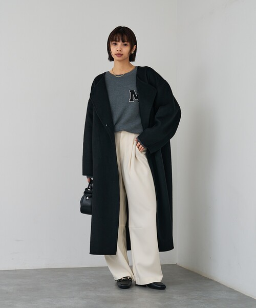 ハウピア コート　ノーカラーコート abahouse mavie（アバハウスマヴィ） ノーカラーコート コート タック
